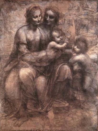 LEONARDO da Vinci Madonna and Child with St Anne and the Young St John